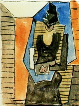 Femme assise au chapeau plat 1945 Cubism Oil Paintings
